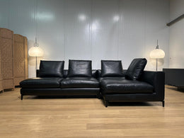 ZGAN Minotti Andersen Hoekbank Zwart Leer NP €27.5k