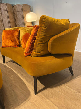 ZGAN Minotti Aston Bank + Hocker Fluweel Geel NP €11000