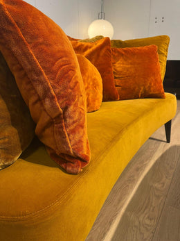 ZGAN Minotti Aston Bank + Hocker Fluweel Geel NP €11000