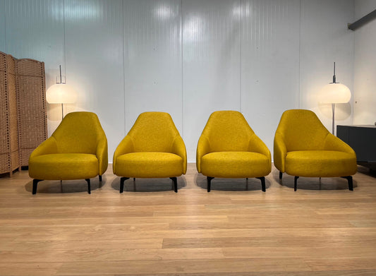 Nieuwstaat 4x Leolux Jill Fauteuil Geel