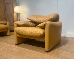 Nieuwstaat Cassina Maralunga Fauteuil Bruin Leer