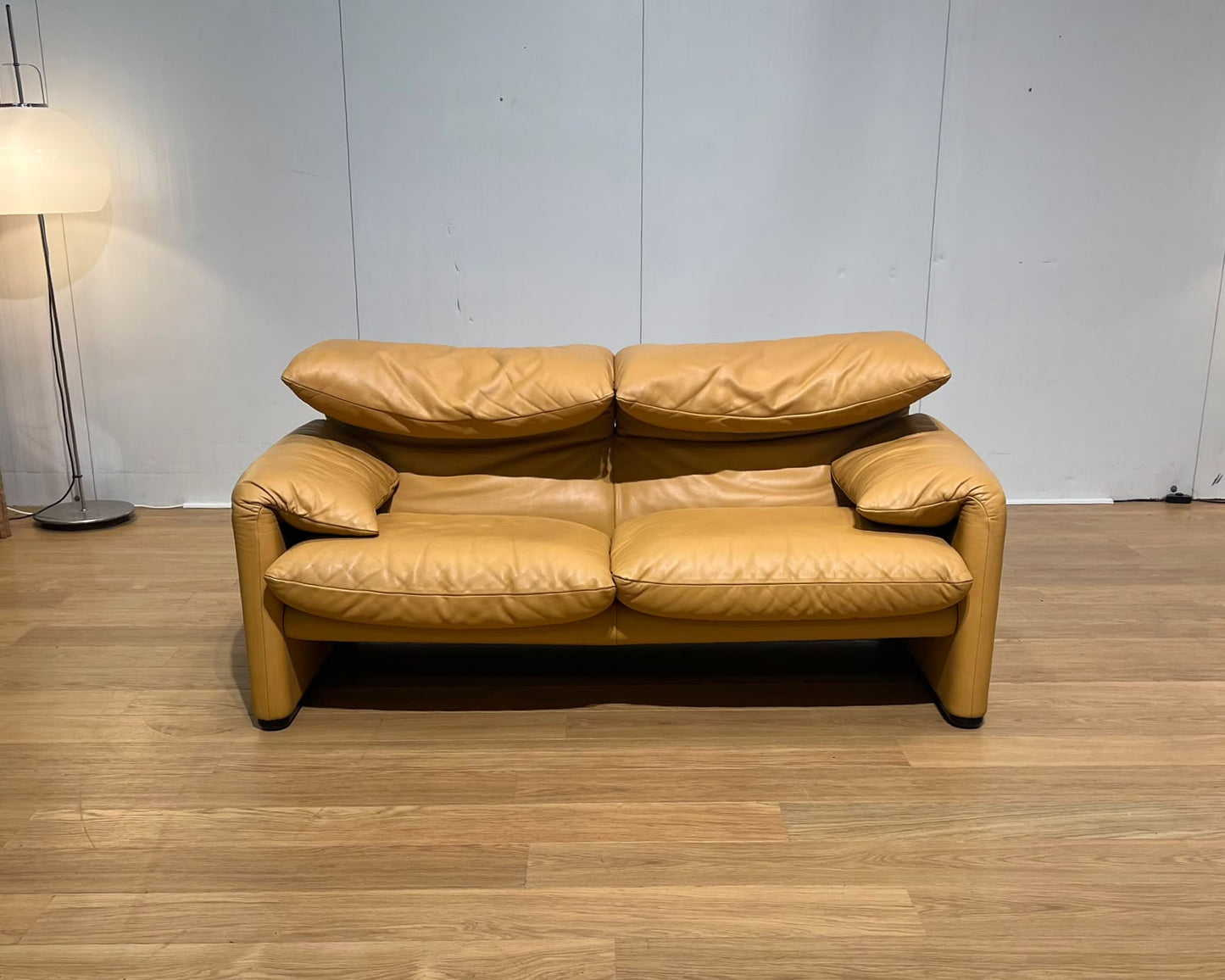 2x Nieuwstaat Cassina Maralunga 2-Zits Bank Bruin Leer