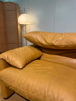 2x Nieuwstaat Cassina Maralunga 2-Zits Bank Bruin Leer