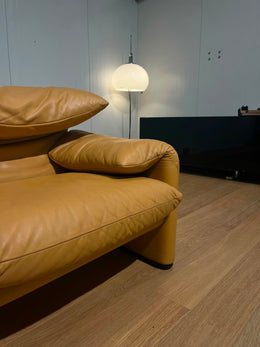 2x Nieuwstaat Cassina Maralunga 2-Zits Bank Bruin Leer