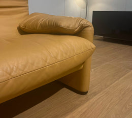 2x Nieuwstaat Cassina Maralunga 2-Zits Bank Bruin Leer