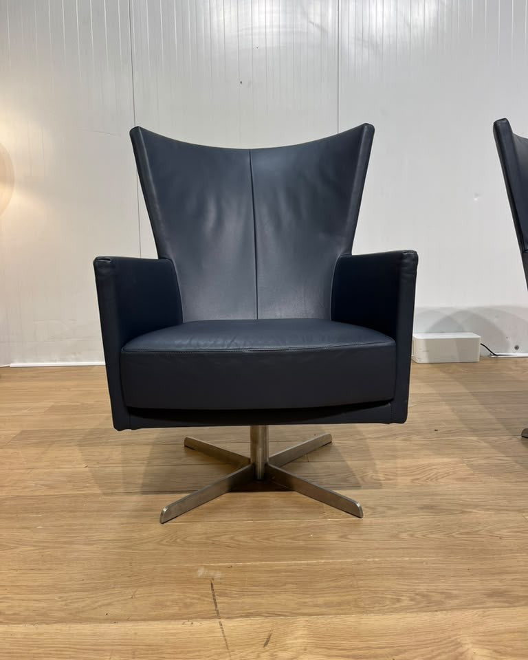 ZGAN 2x Montis Romeo Fauteuil Donkerblauw Leer + GARANTIE