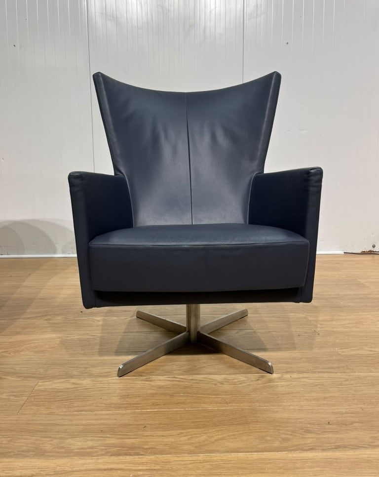 ZGAN 2x Montis Romeo Fauteuil Donkerblauw Leer + GARANTIE