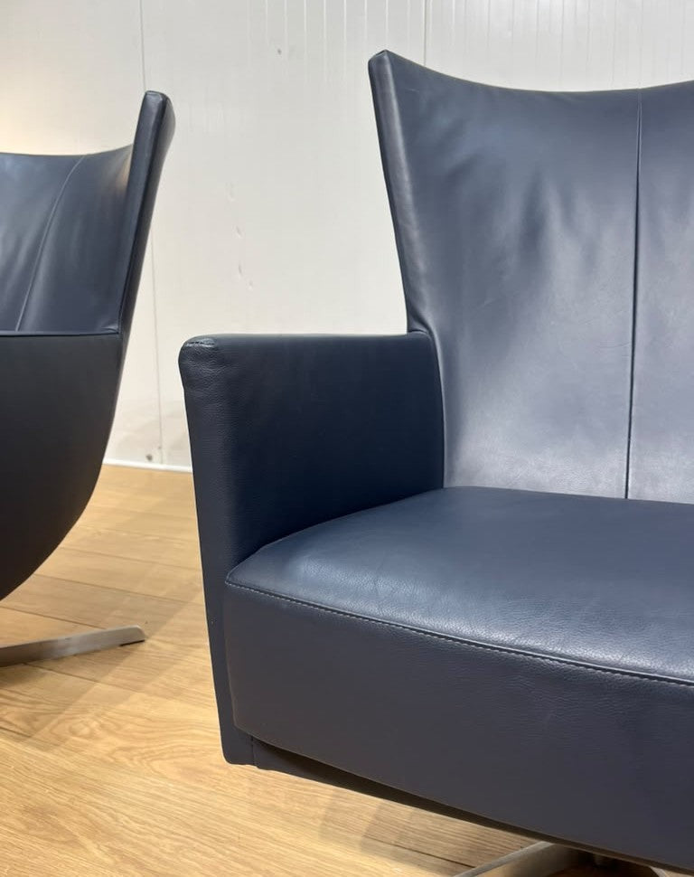 ZGAN 2x Montis Romeo Fauteuil Donkerblauw Leer + GARANTIE