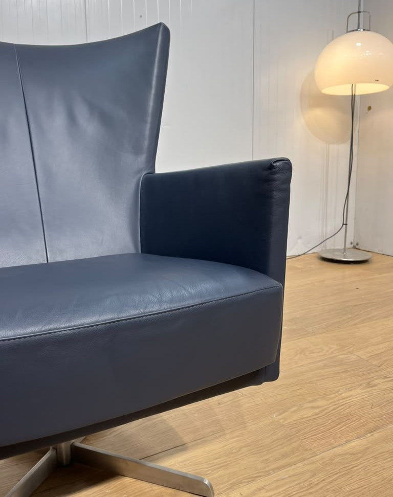 ZGAN 2x Montis Romeo Fauteuil Donkerblauw Leer + GARANTIE