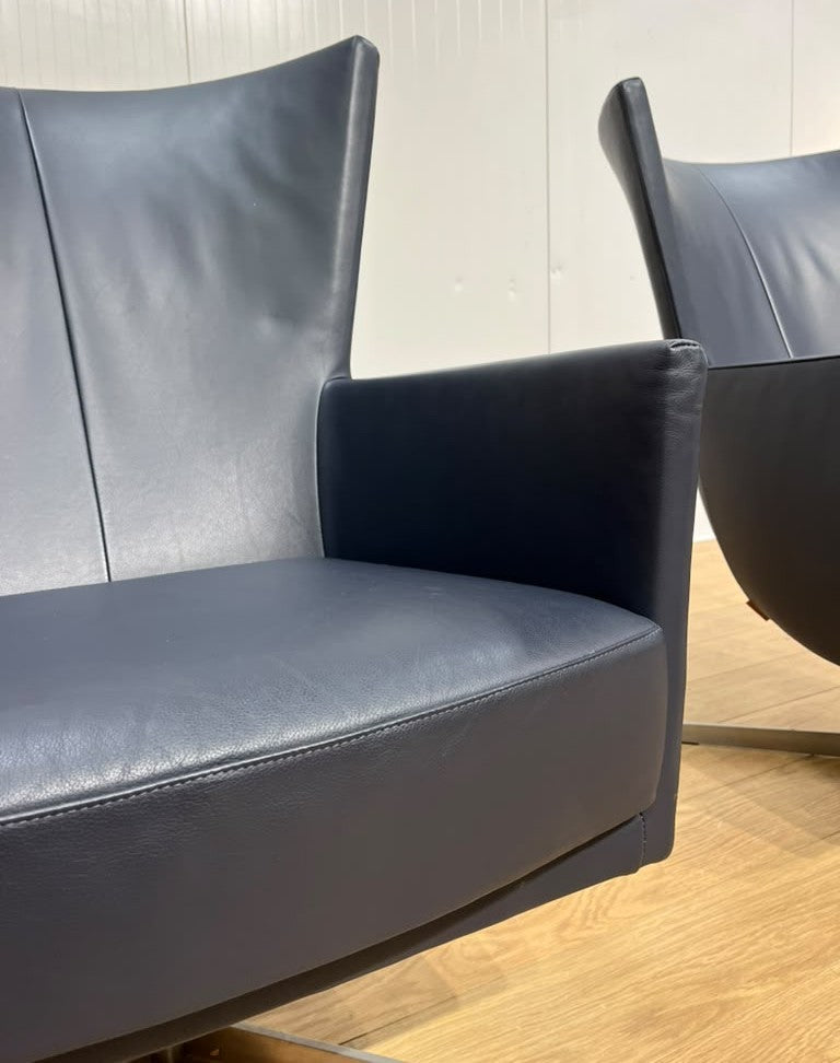 ZGAN 2x Montis Romeo Fauteuil Donkerblauw Leer + GARANTIE