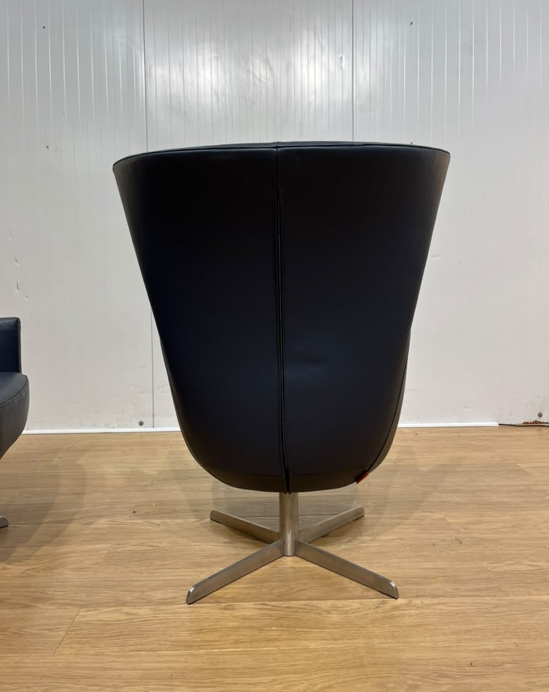 ZGAN 2x Montis Romeo Fauteuil Donkerblauw Leer + GARANTIE
