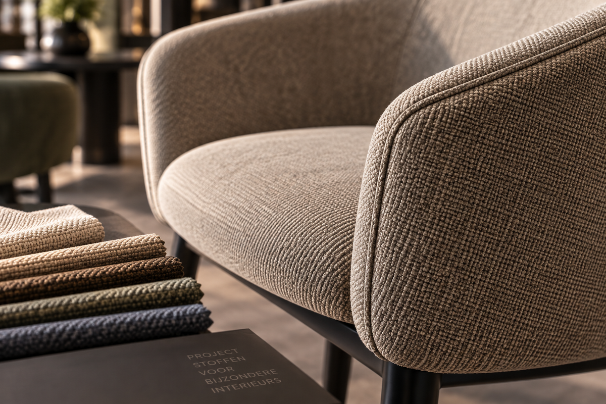 Serie professioneel gestoffeerde stoelen voor projectinrichting